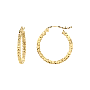 Diamond Cut Bead Hoop Earrings