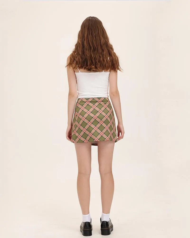Earthward Plaid Wrap Skirt