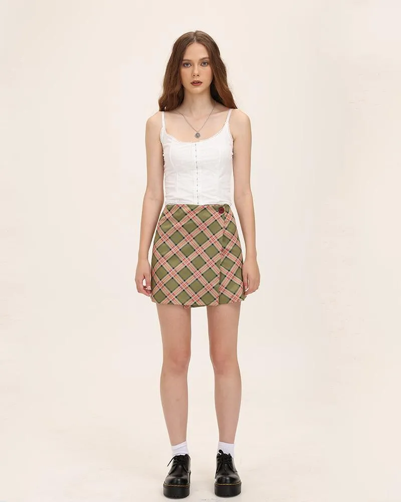 Earthward Plaid Wrap Skirt