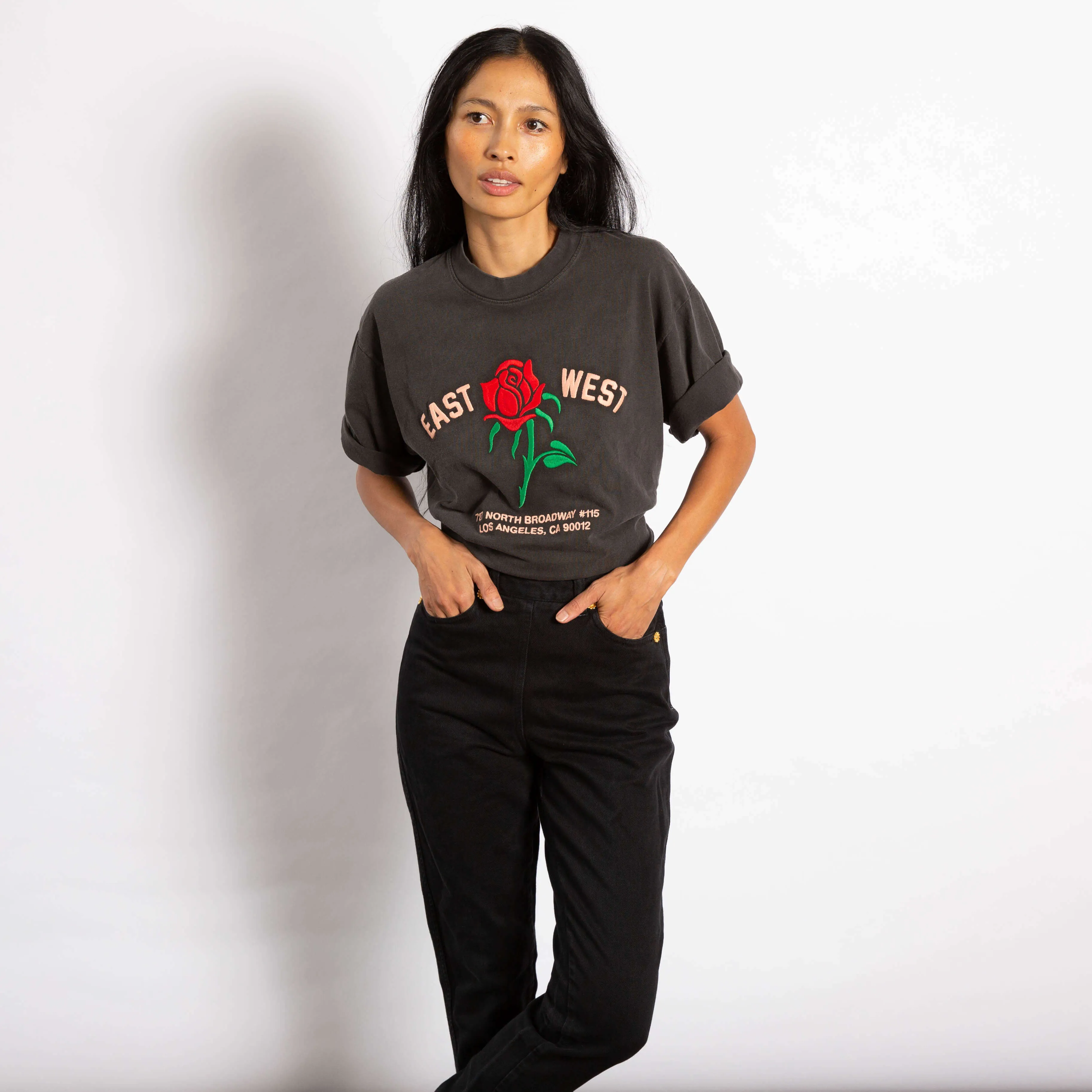 East West Rose Tee - Dusty Black