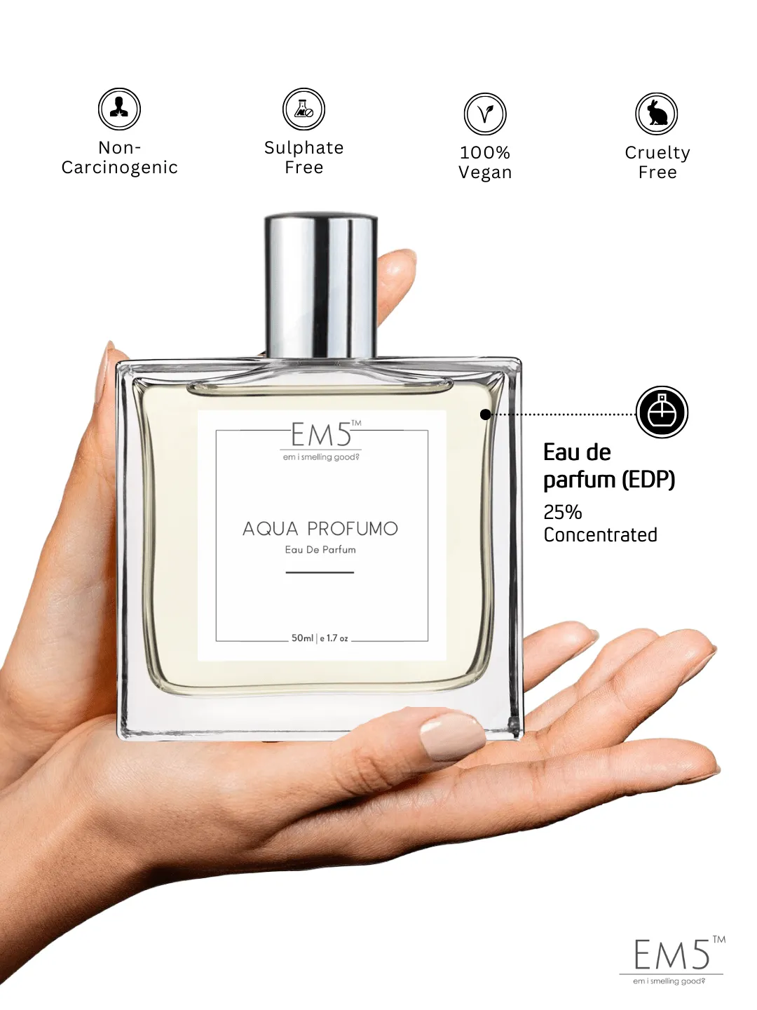 EM5™ Aqua Profumo Perfume EDP Spray for Men | Amber Marine Fresh Spicy Fragrance | Luxury Gift for Him | Variants Available: 50 ml Spray / 15 ml Spray