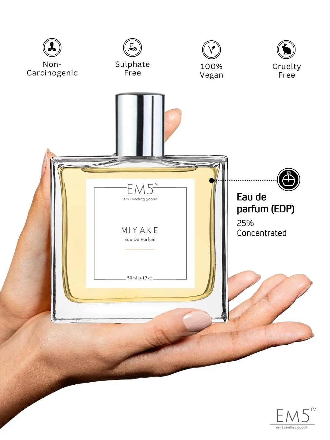 EM5™ Miyake Perfume EDP Spray for Men | Citrus Woody Fresh Spicy Fragrance Accords | Luxury Gift for Him | Variants Available: 50 ml Spray / 15 ml Spray