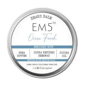 EM5™ Natural Organic Beard Balm | Medium Hold - Shine | BeesWax, Shea Butter, Jojoba Oil, Essential Oils (Ocean Fresh)