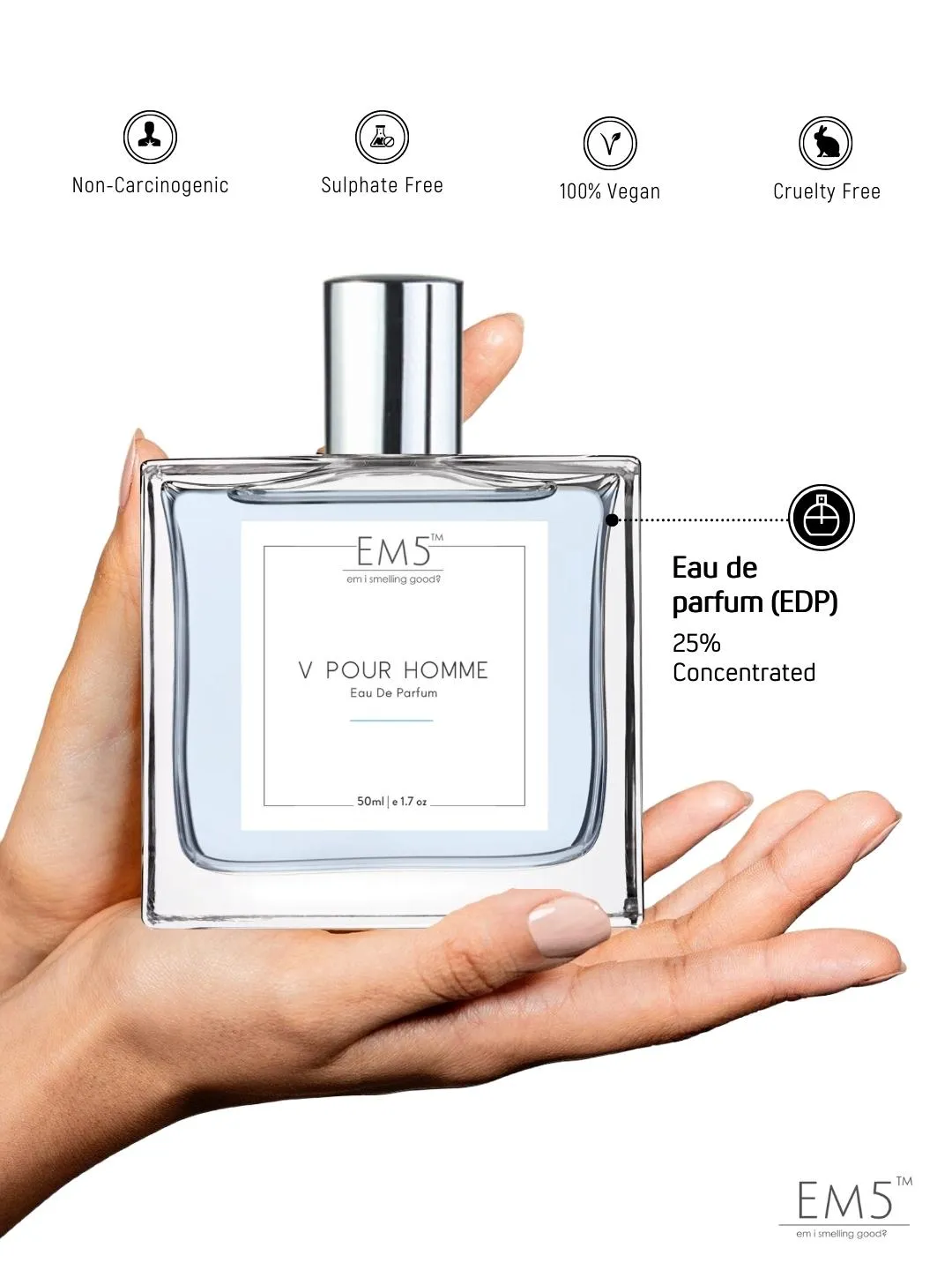 EM5™ V Pour Homme Perfume for Men | Eau De Parfum Spray | Citrus Aromatic Fresh Spicy Fragrance Accords | Luxury Gift for Him | Sizes Available: 50 ml / 15 ml