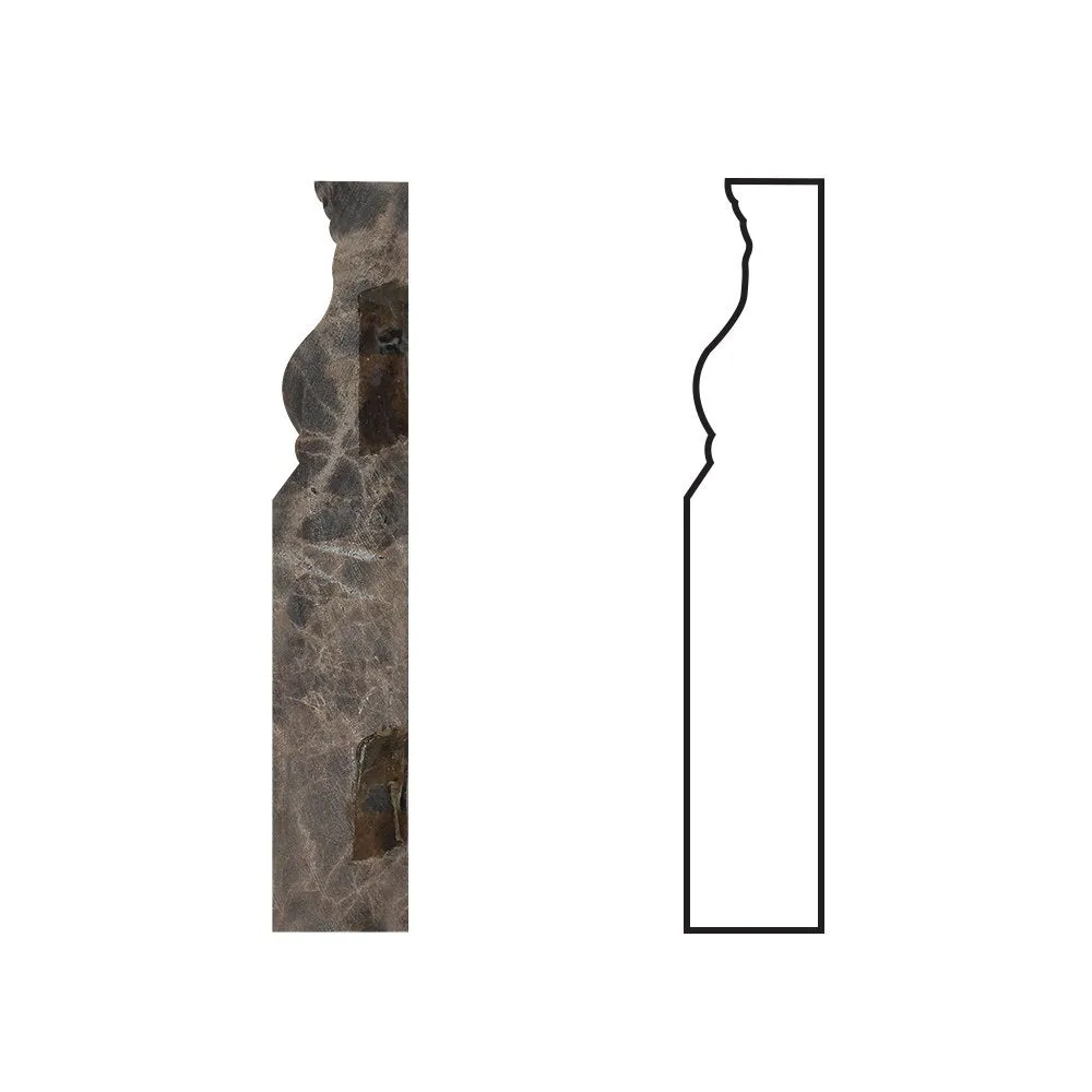 Emperador Dark Spanish Marble Baseboard Trim Molding, Polished
