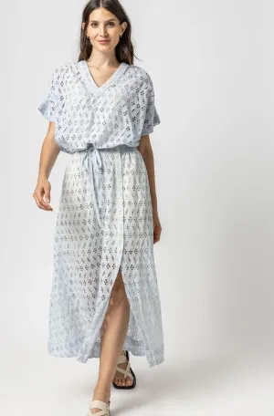 Eyelet Side Button Maxi Skirt