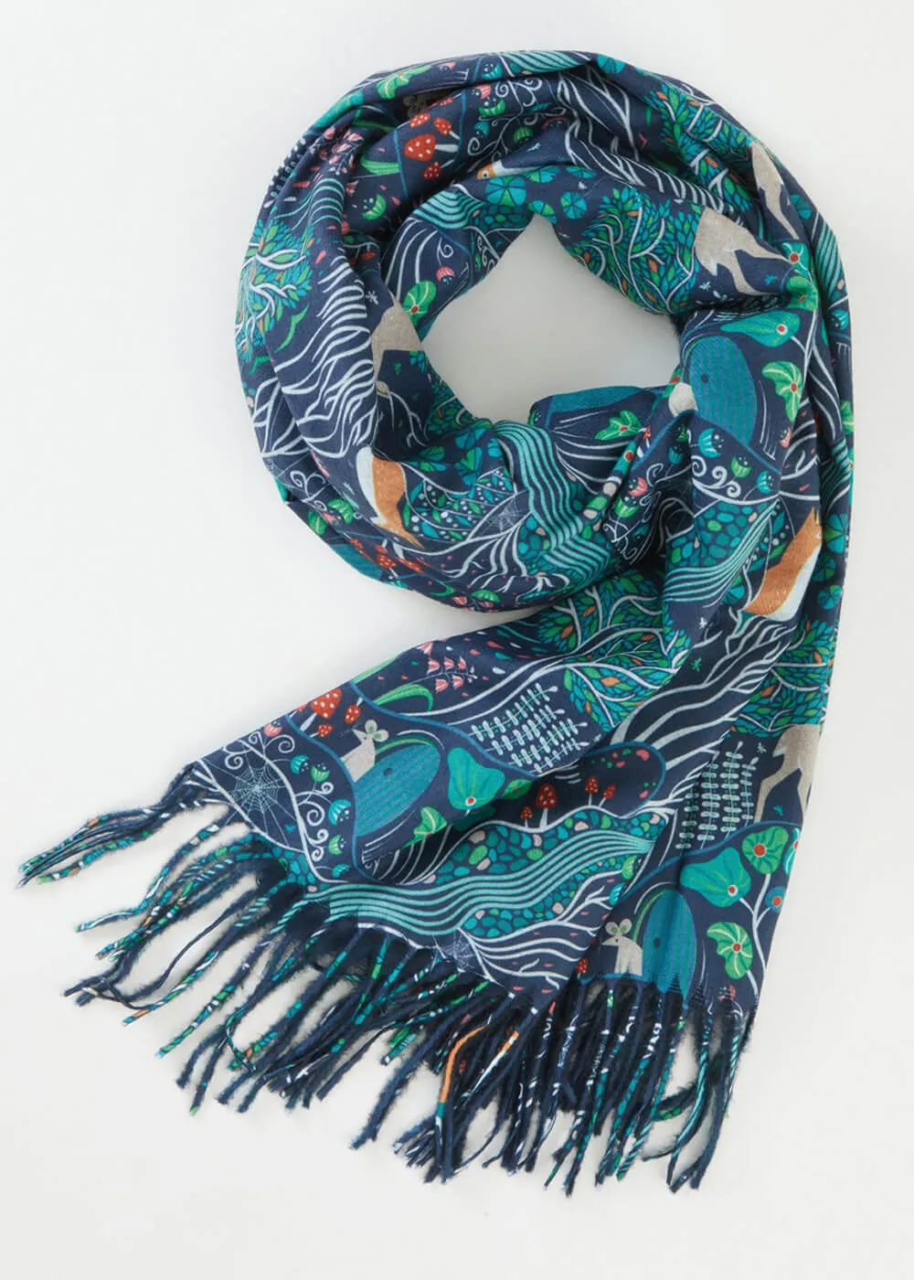 Fable England The Enchanted Tree Scarf Navy