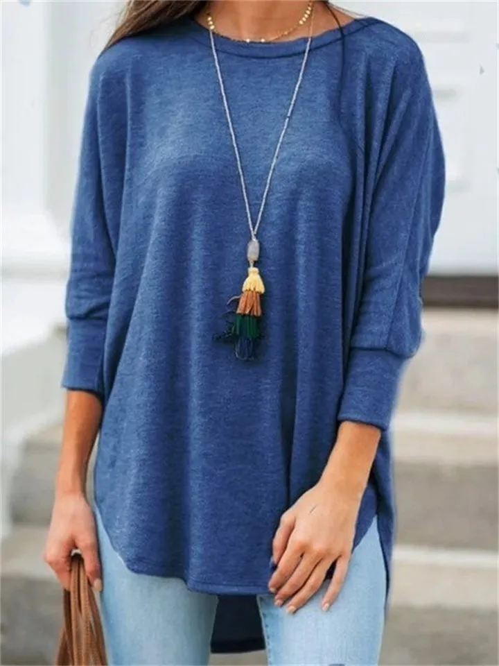 Fashion Casual Comfort 3/4 Sleeve Irregular Hem Shirts for Women