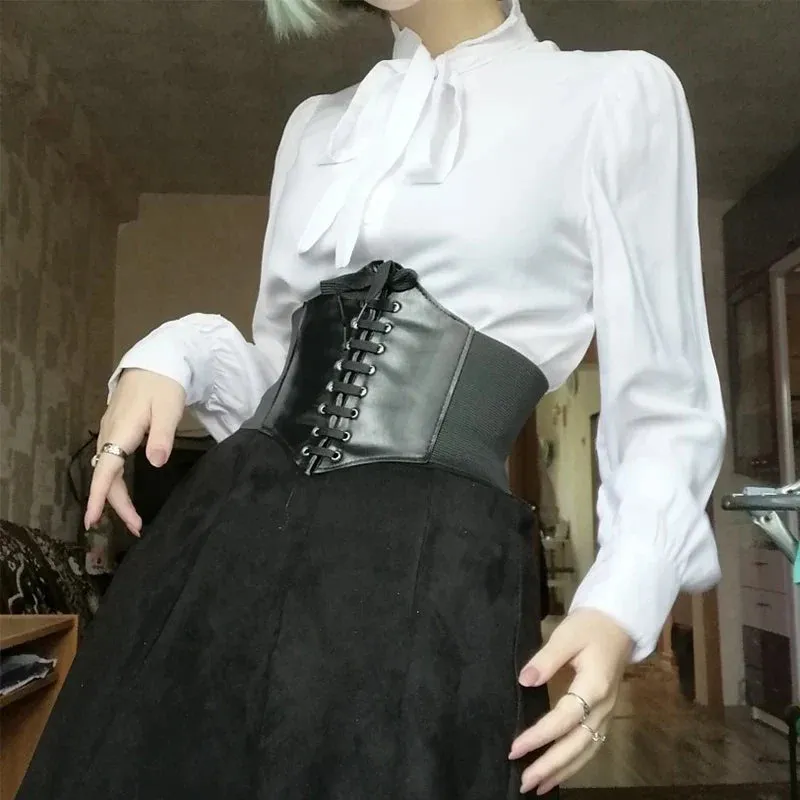 Fashion Corset Wide Belts Pu Leather Slimming Body Waistband Women Elastic Waist Belt