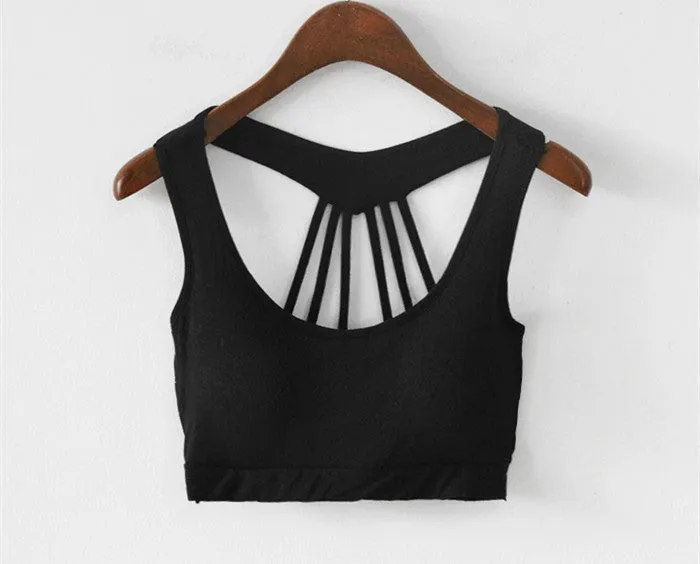 female strappy bralette crop tops Black White tank top cotton strappy bras cropped tops women