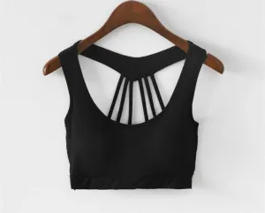 female strappy bralette crop tops Black White tank top cotton strappy bras cropped tops women