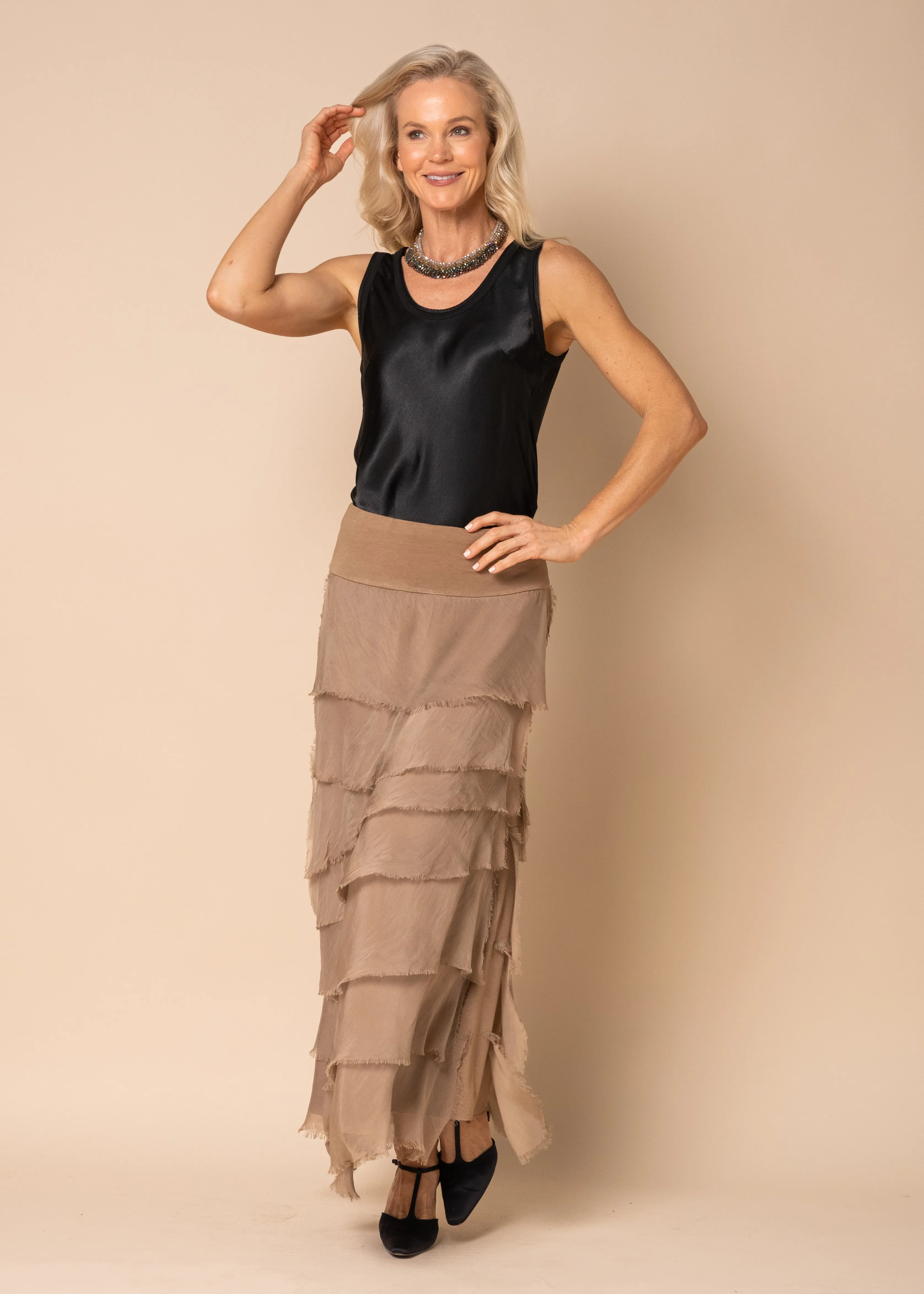Fifi Silk Skirt in Desert
