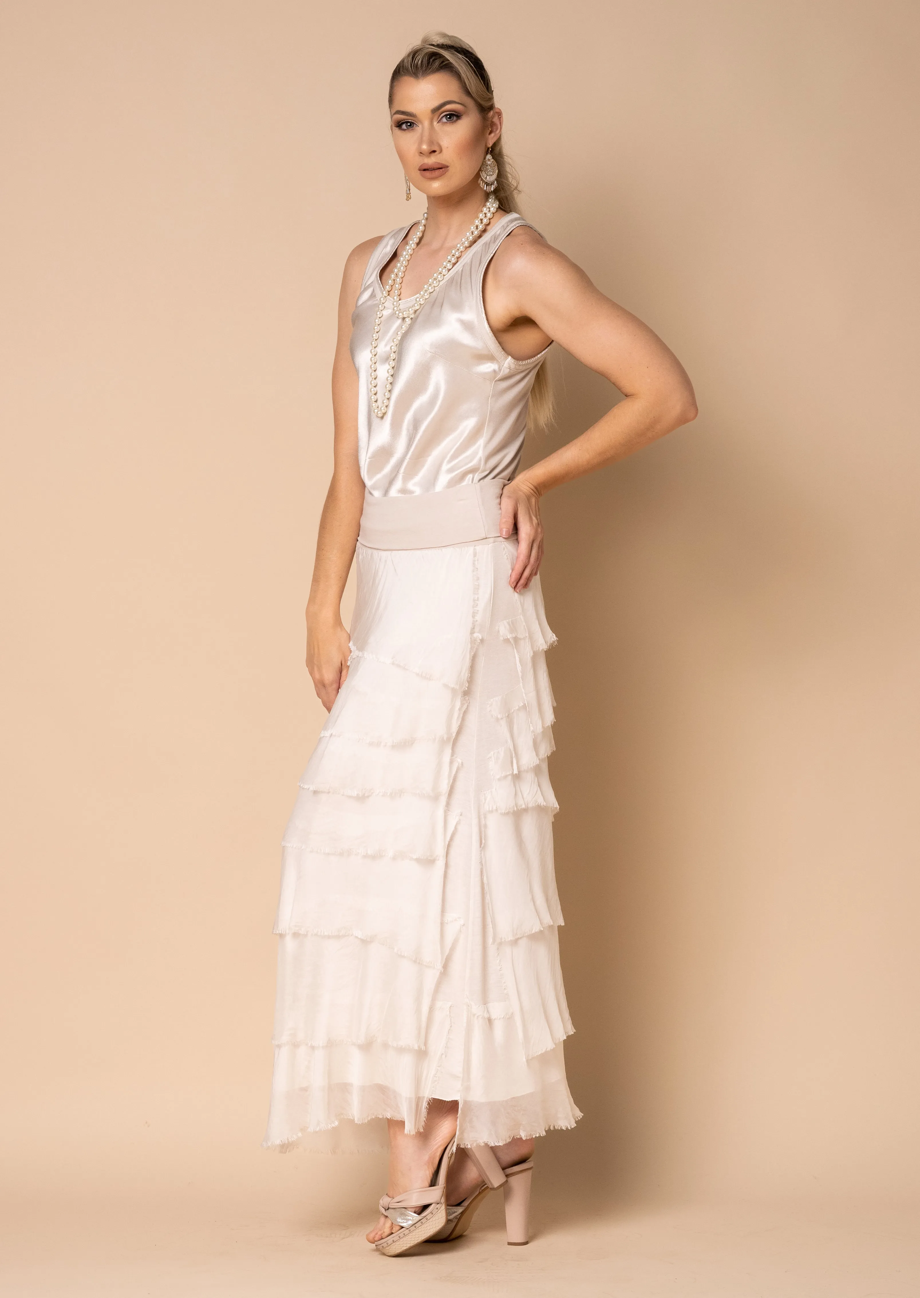 Fifi Silk Skirt in Latte