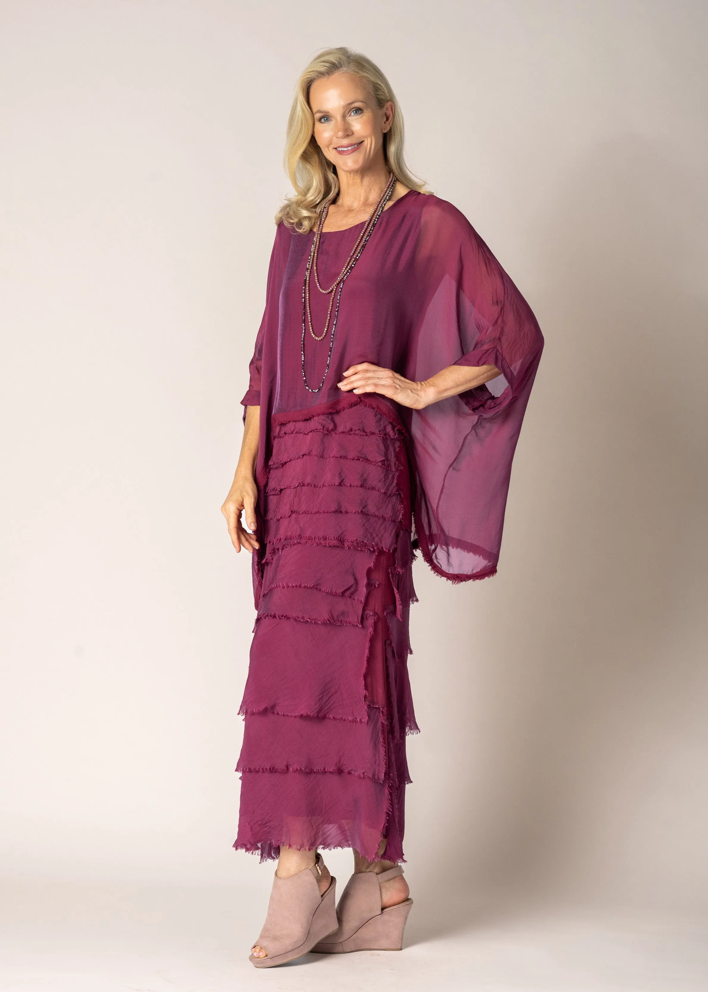 Fifi Silk Skirt in Mulberry Wine