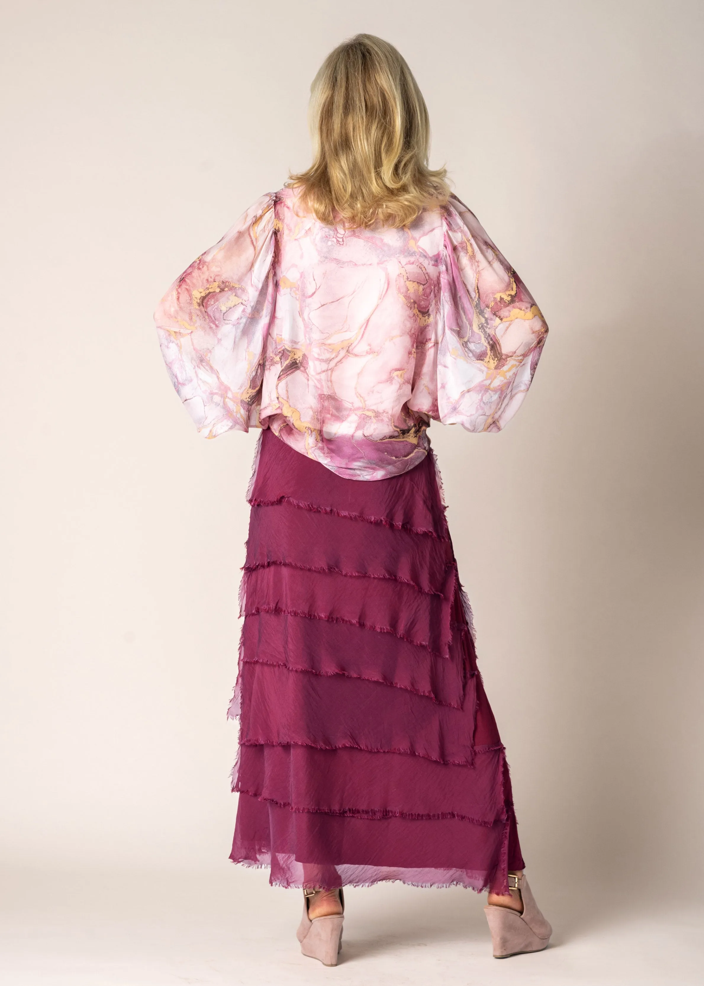 Fifi Silk Skirt in Mulberry Wine