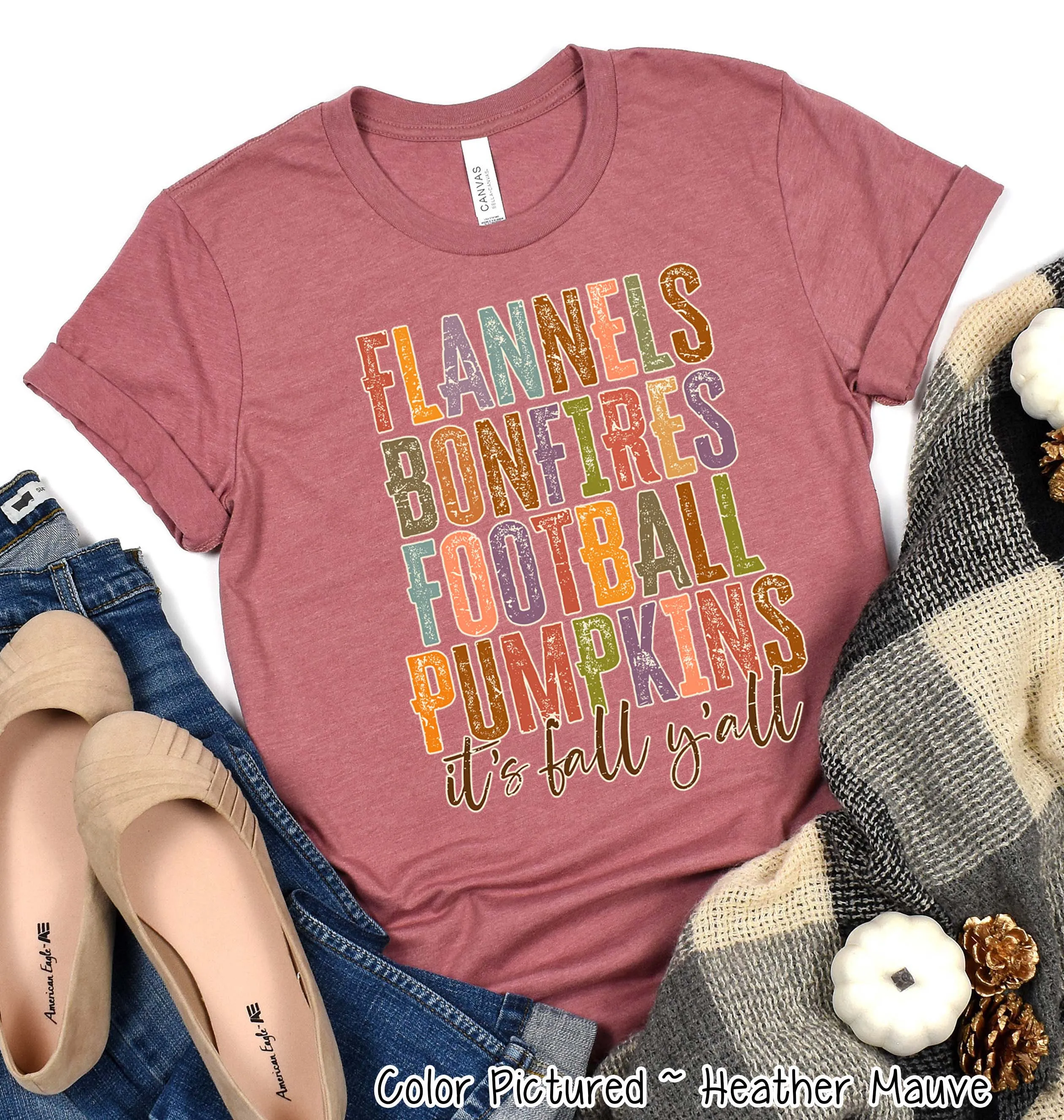Flannels Bonfires Football It's Fall Y'all Tee