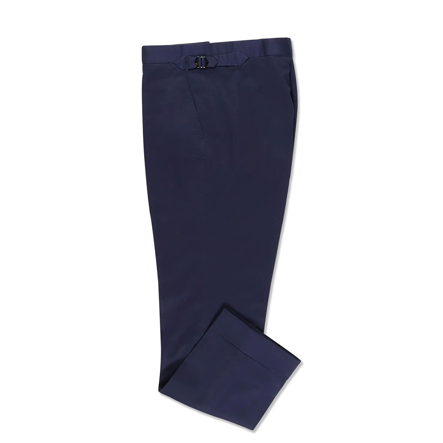 Flat Front Trouser in Navy Stretch Cotton