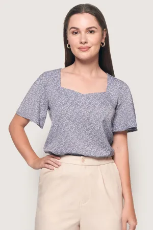 Floral All Over Print Square Neck Top