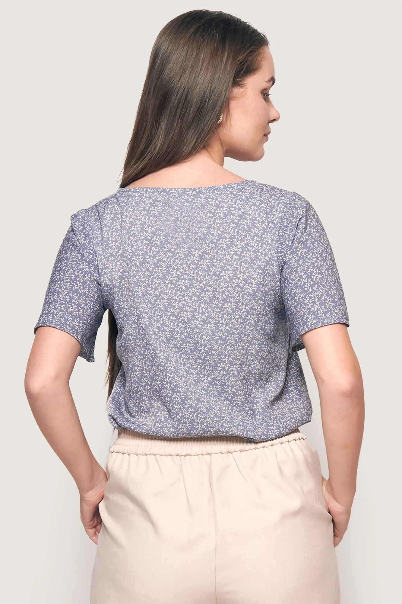 Floral All Over Print Square Neck Top