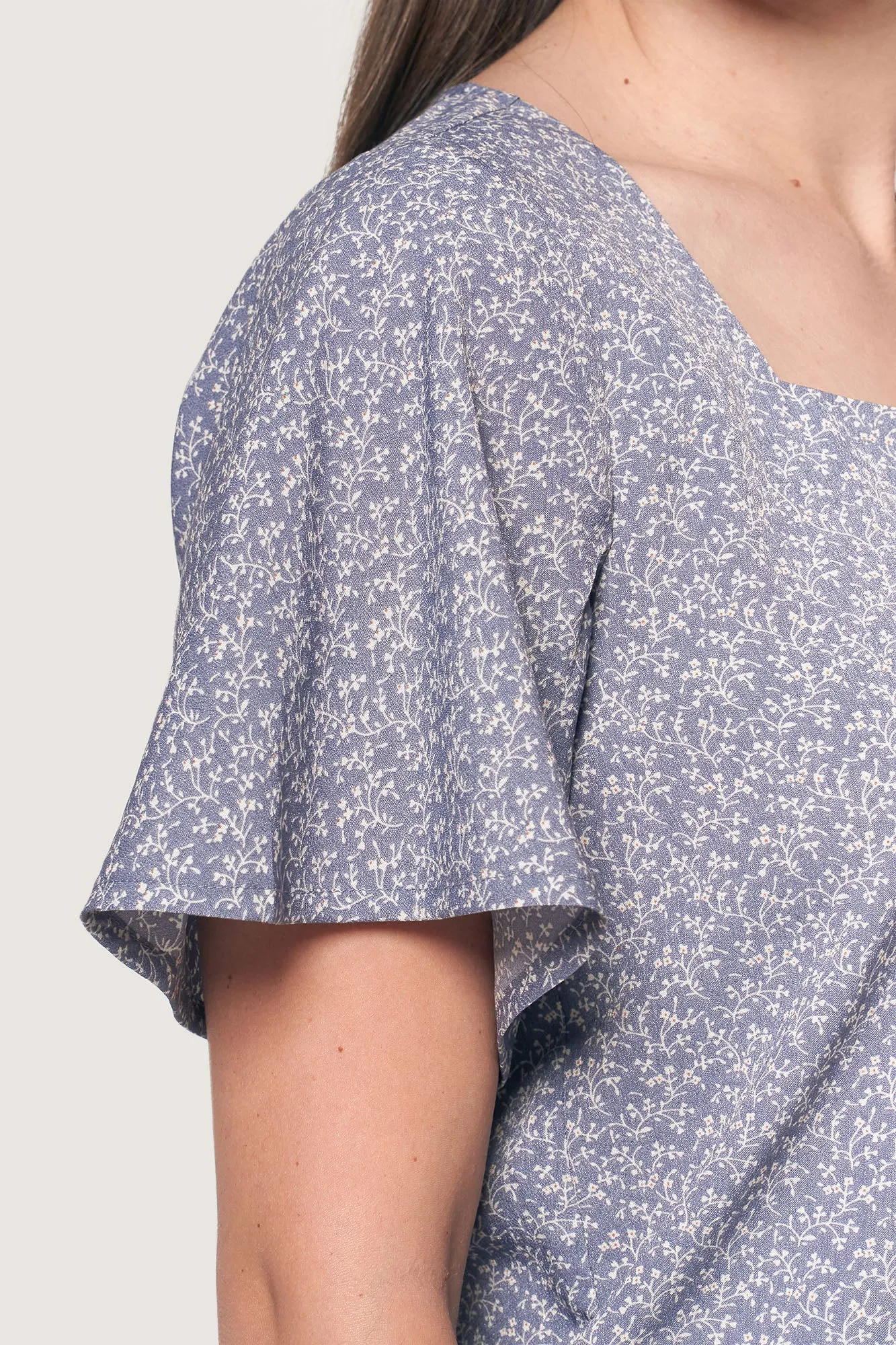 Floral All Over Print Square Neck Top