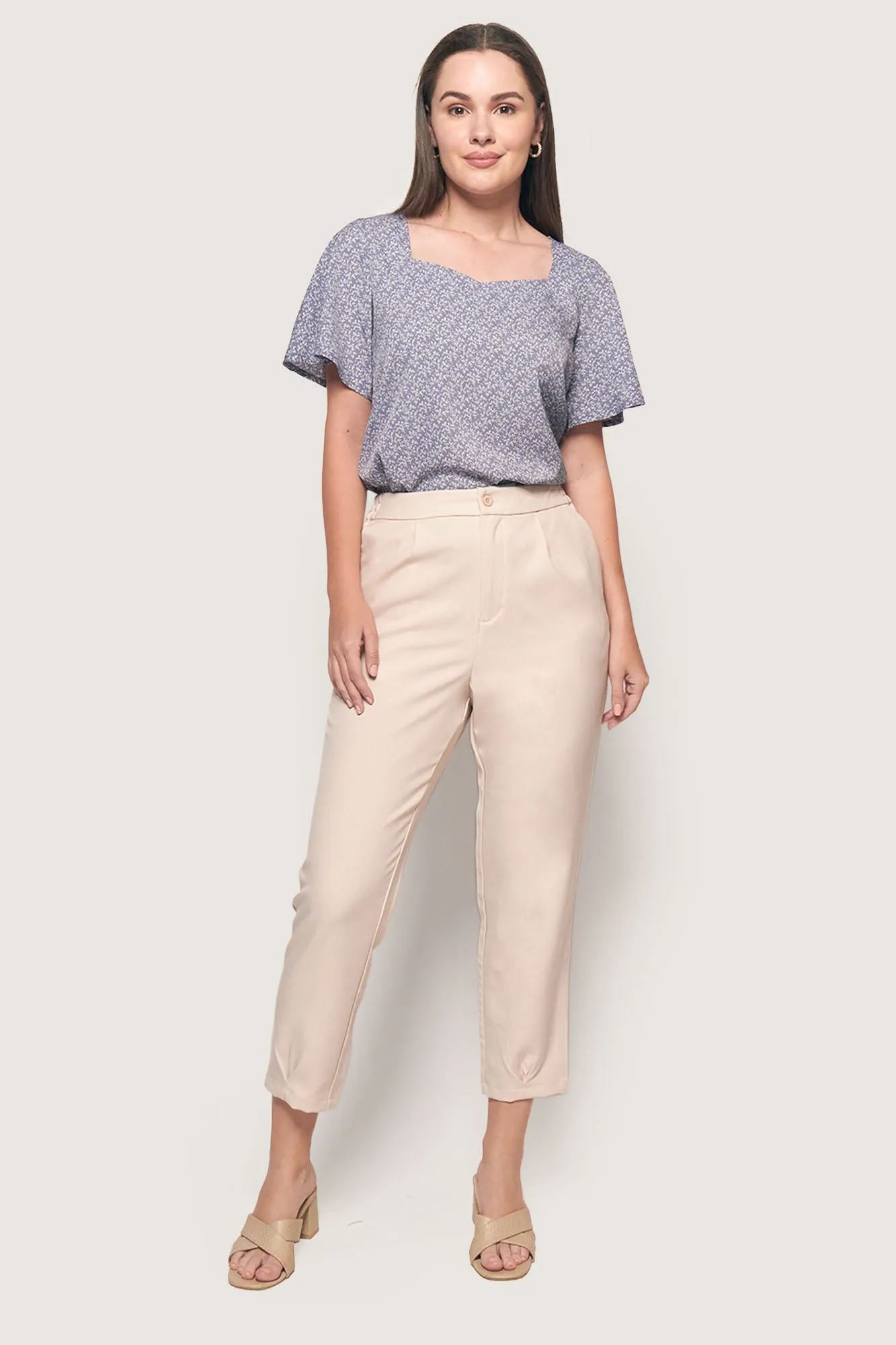 Floral All Over Print Square Neck Top