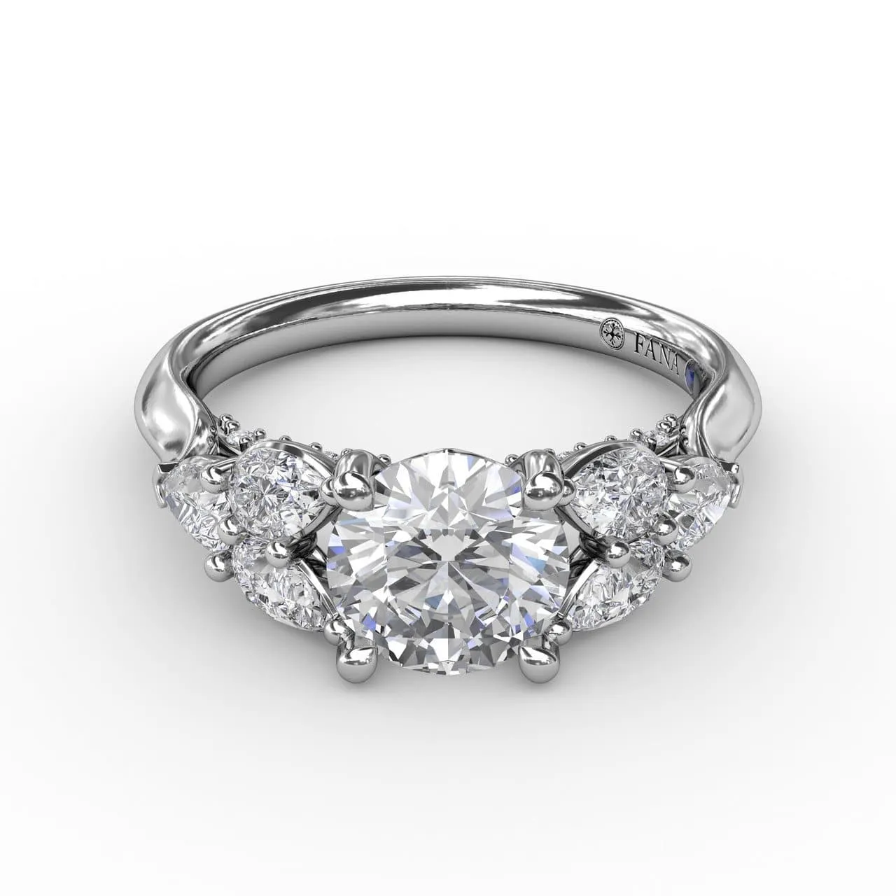 Floral Multi-Stone Engagement Ring With Diamond Leaves