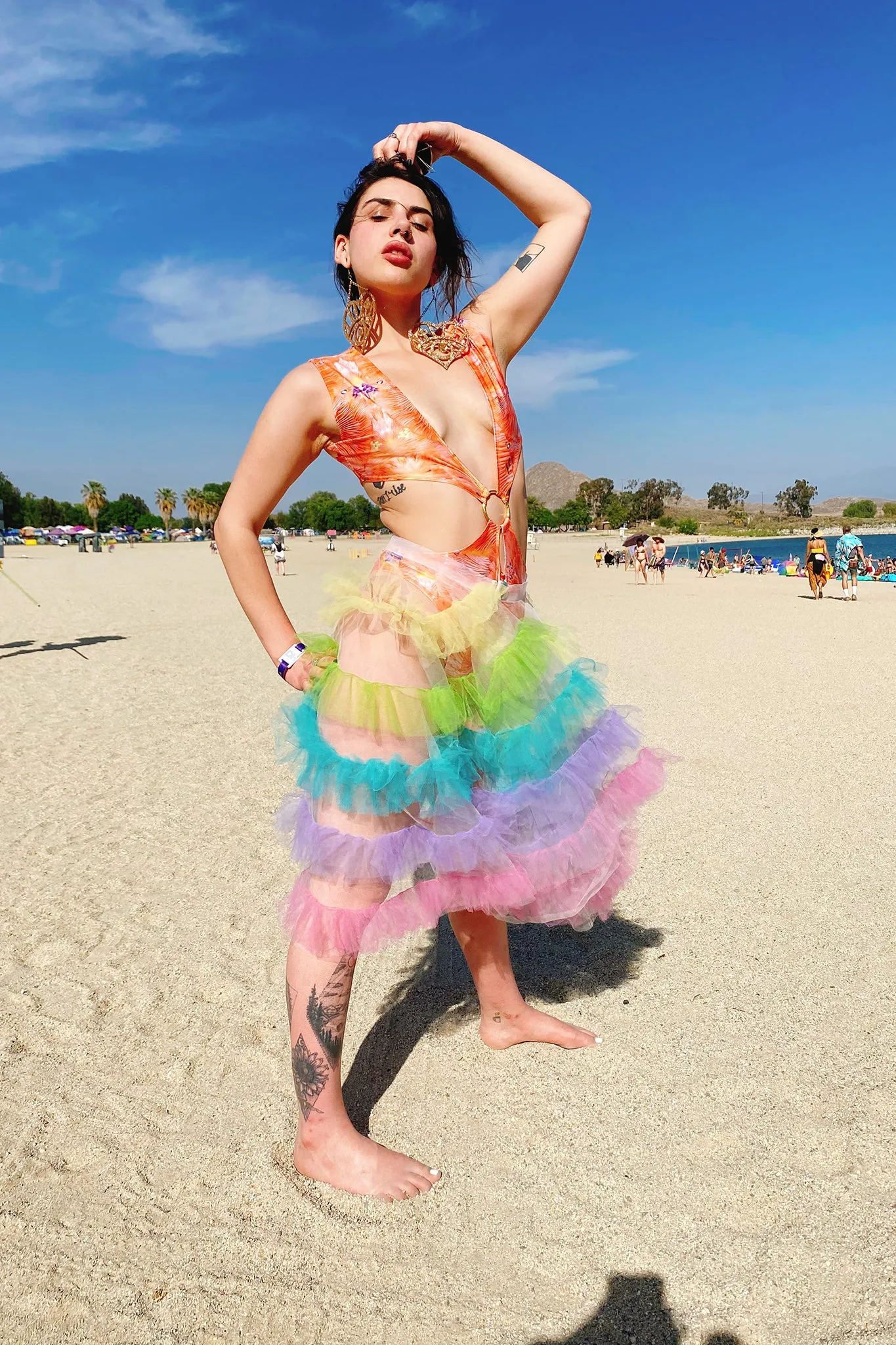 Forest Of Dreams Orange Cut Out Bodysuit