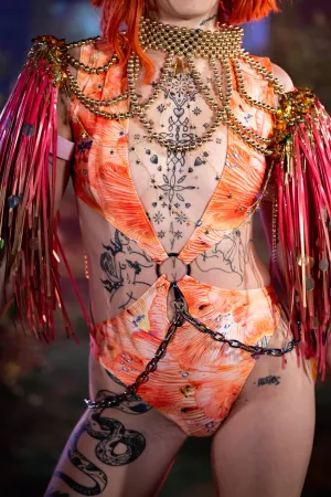 Forest Of Dreams Orange Cut Out Bodysuit