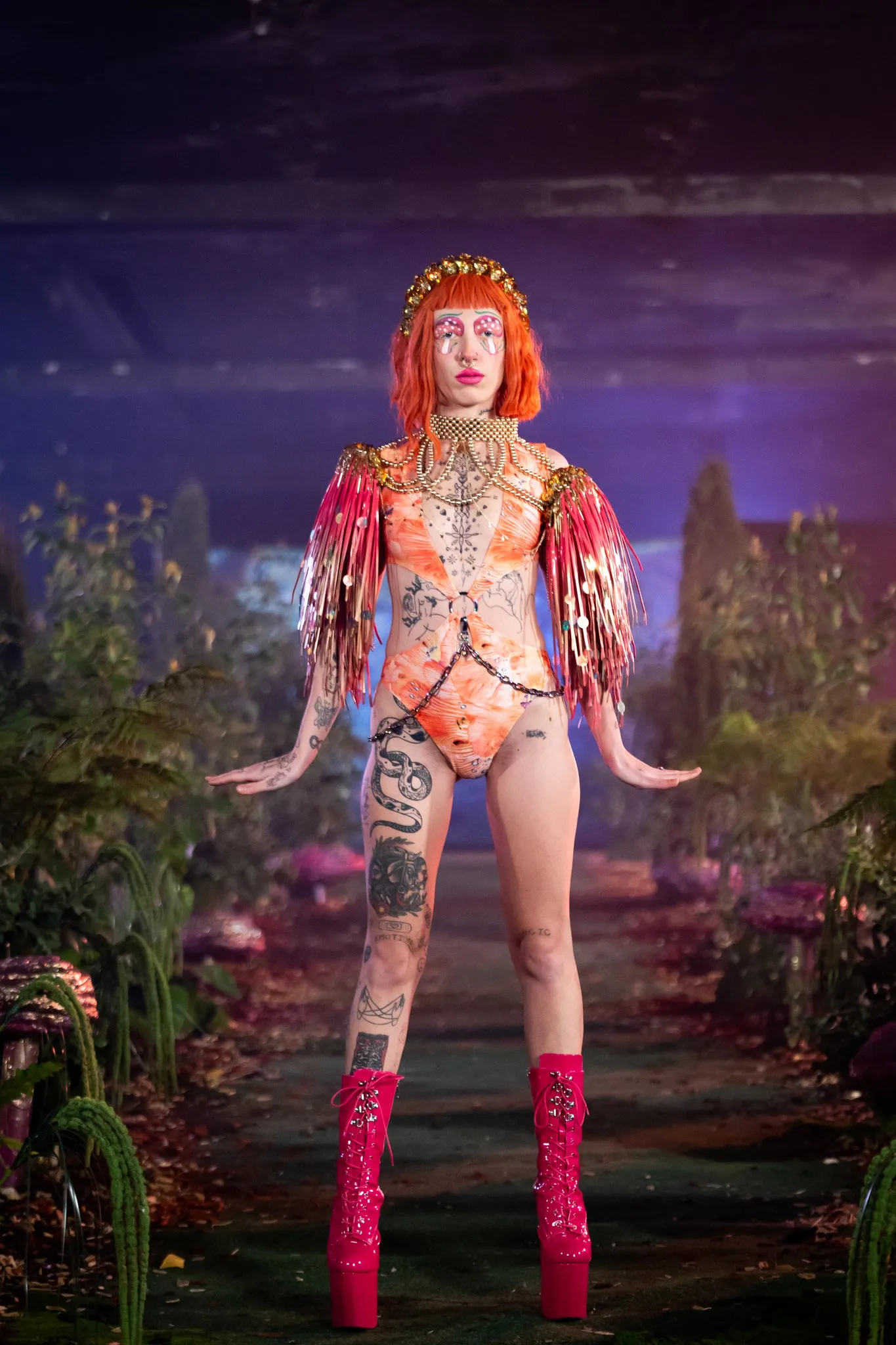 Forest Of Dreams Orange Cut Out Bodysuit