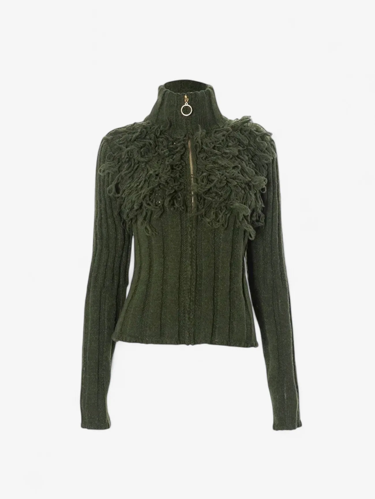 Foxes | Women's Fringe Knit Zip Turtleneck Sweater Vest