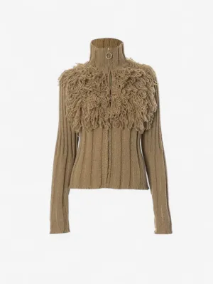 Foxes | Women's Fringe Knit Zip Turtleneck Sweater Vest