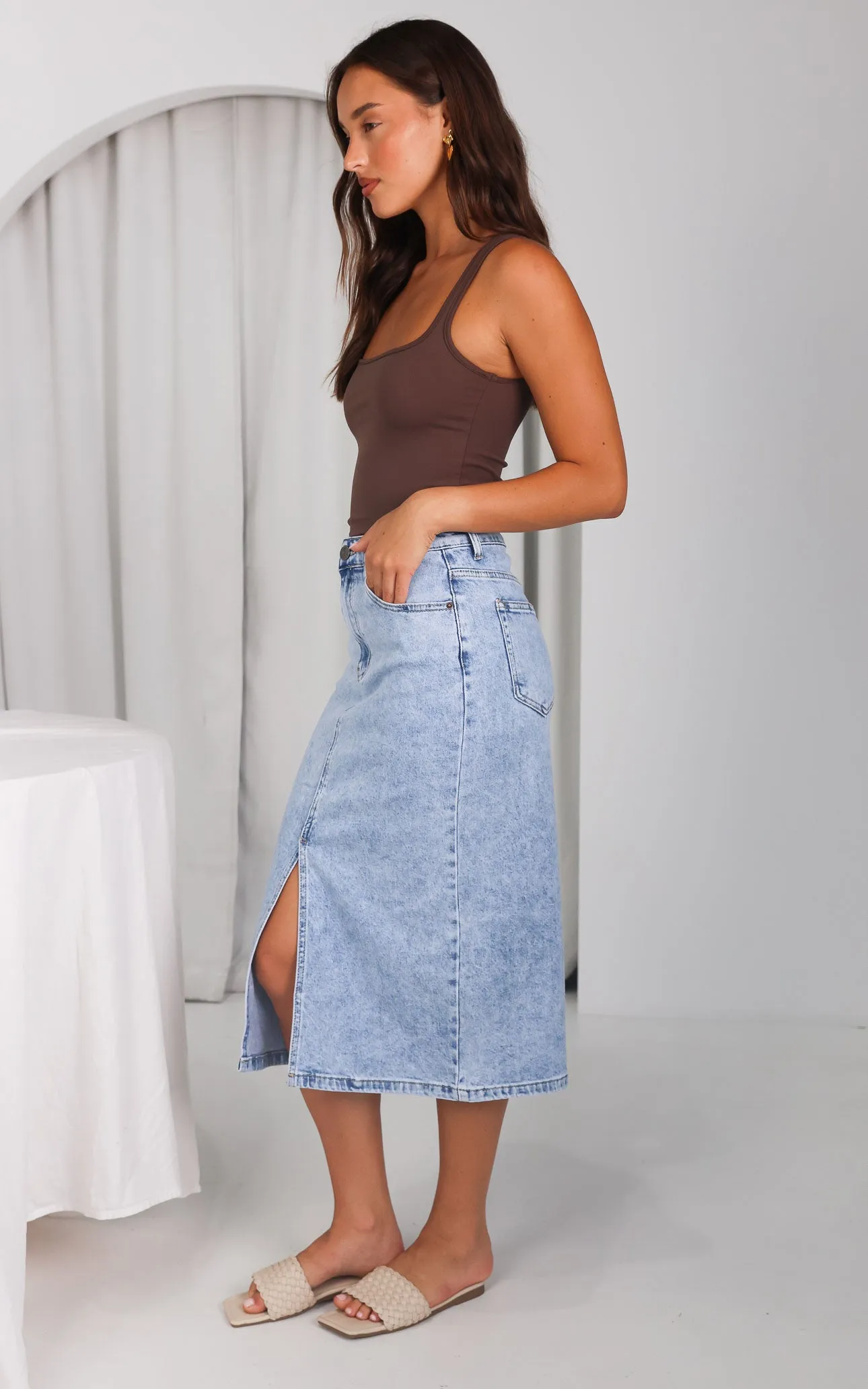 Garcia Denim Midi Skirt - Acid Wash