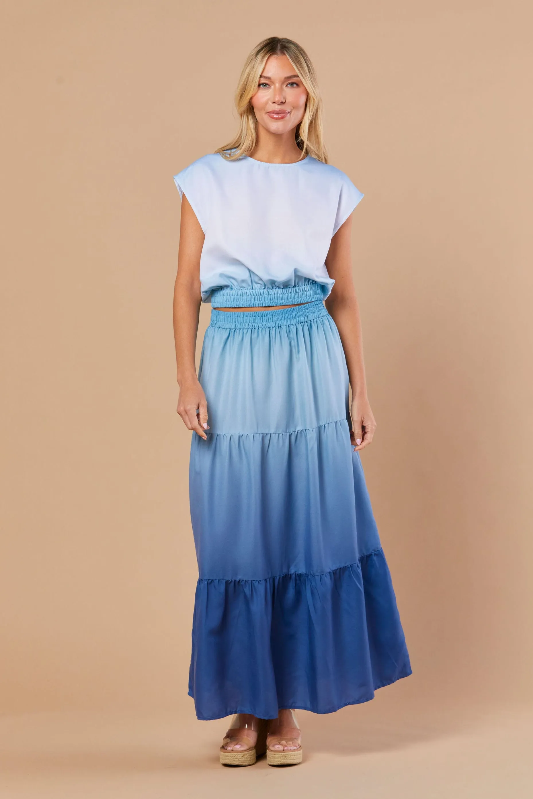 Gardenia Skirt in Seaglass Ombre