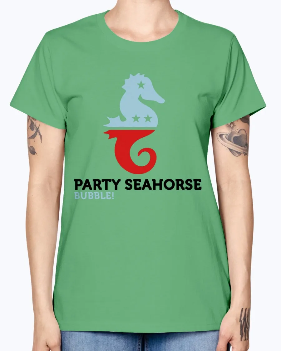 Gildan Ladies Missy T-Shirt  Party Animals Seahorse . Polo Shirts