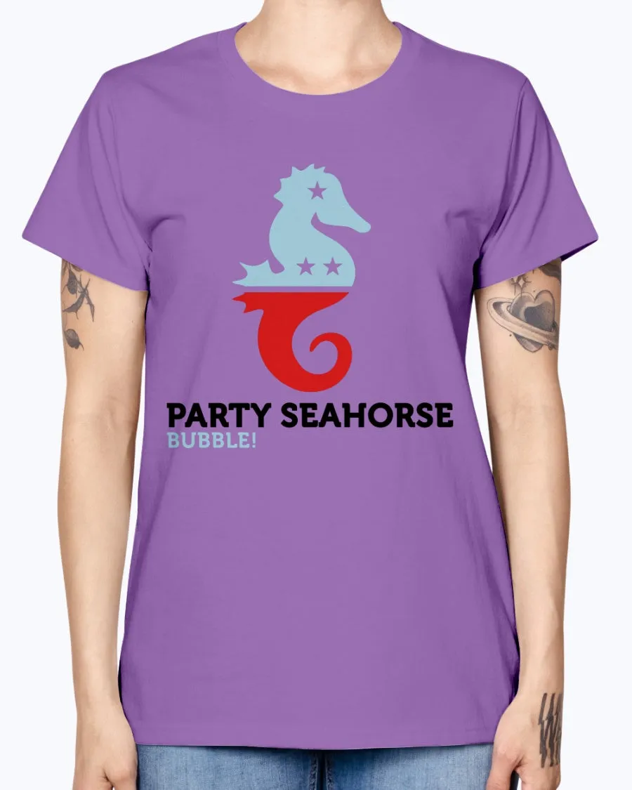 Gildan Ladies Missy T-Shirt  Party Animals Seahorse . Polo Shirts