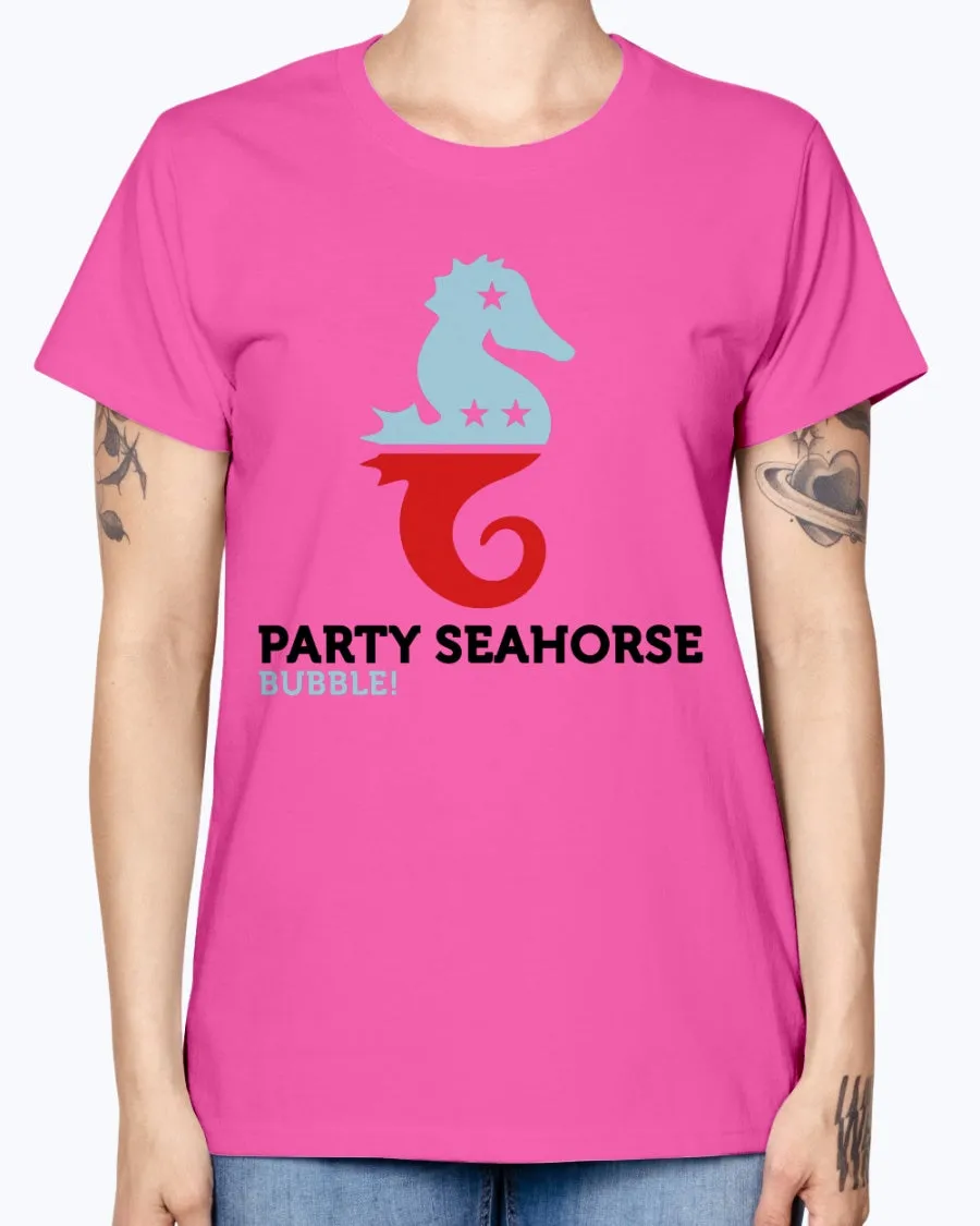 Gildan Ladies Missy T-Shirt  Party Animals Seahorse . Polo Shirts