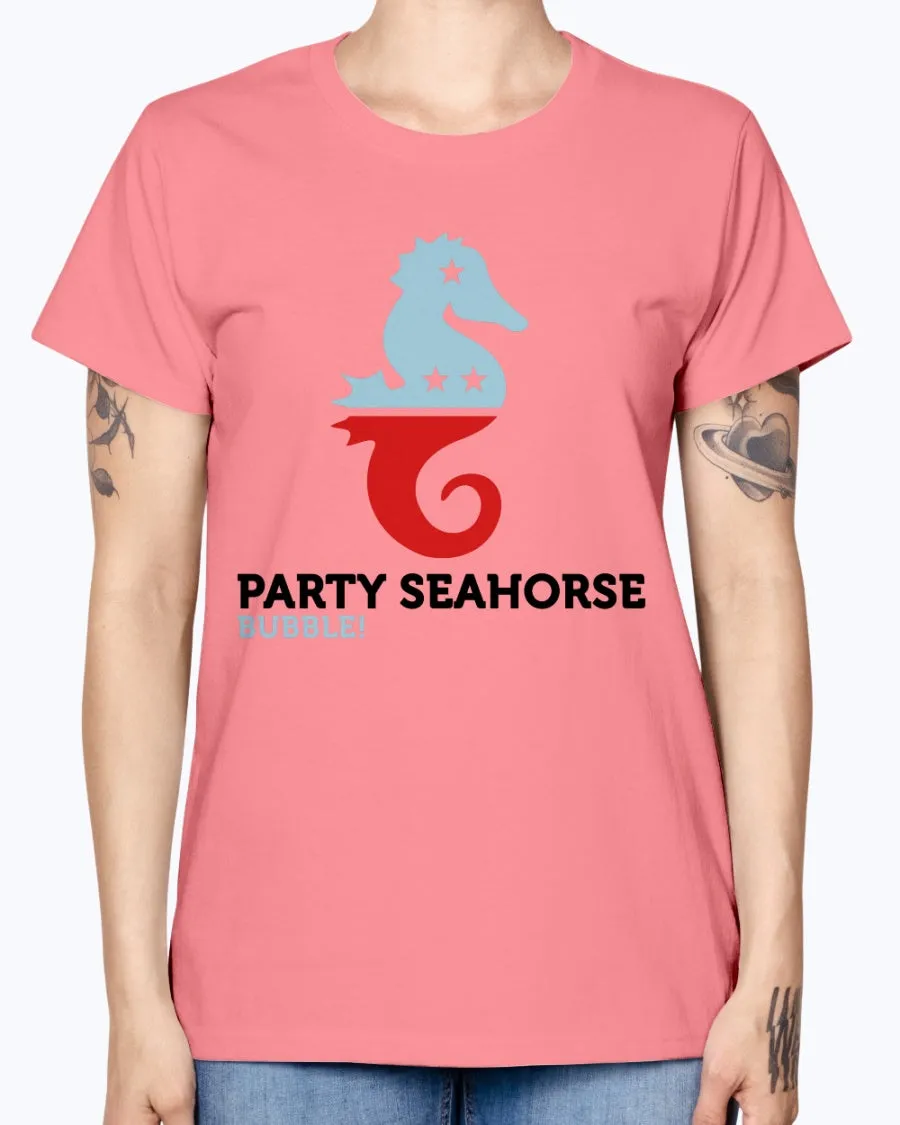 Gildan Ladies Missy T-Shirt  Party Animals Seahorse . Polo Shirts