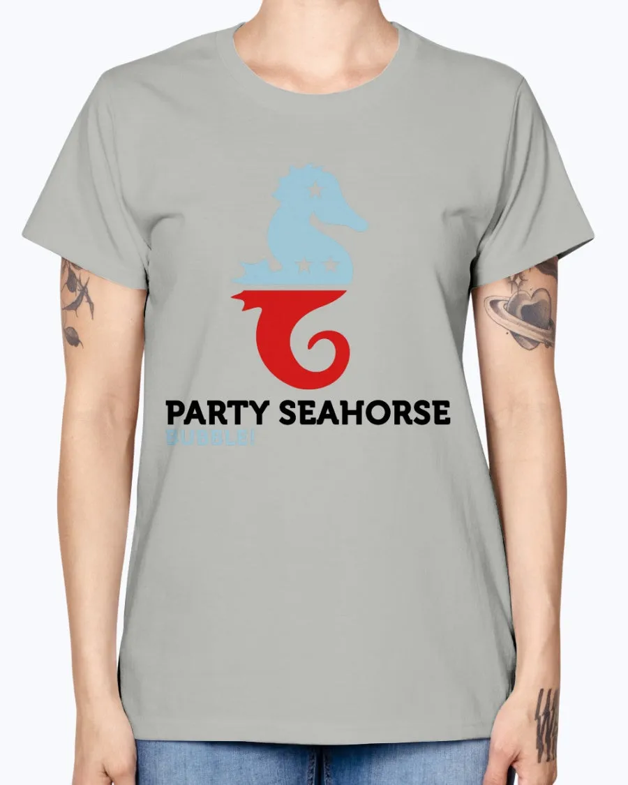 Gildan Ladies Missy T-Shirt  Party Animals Seahorse . Polo Shirts