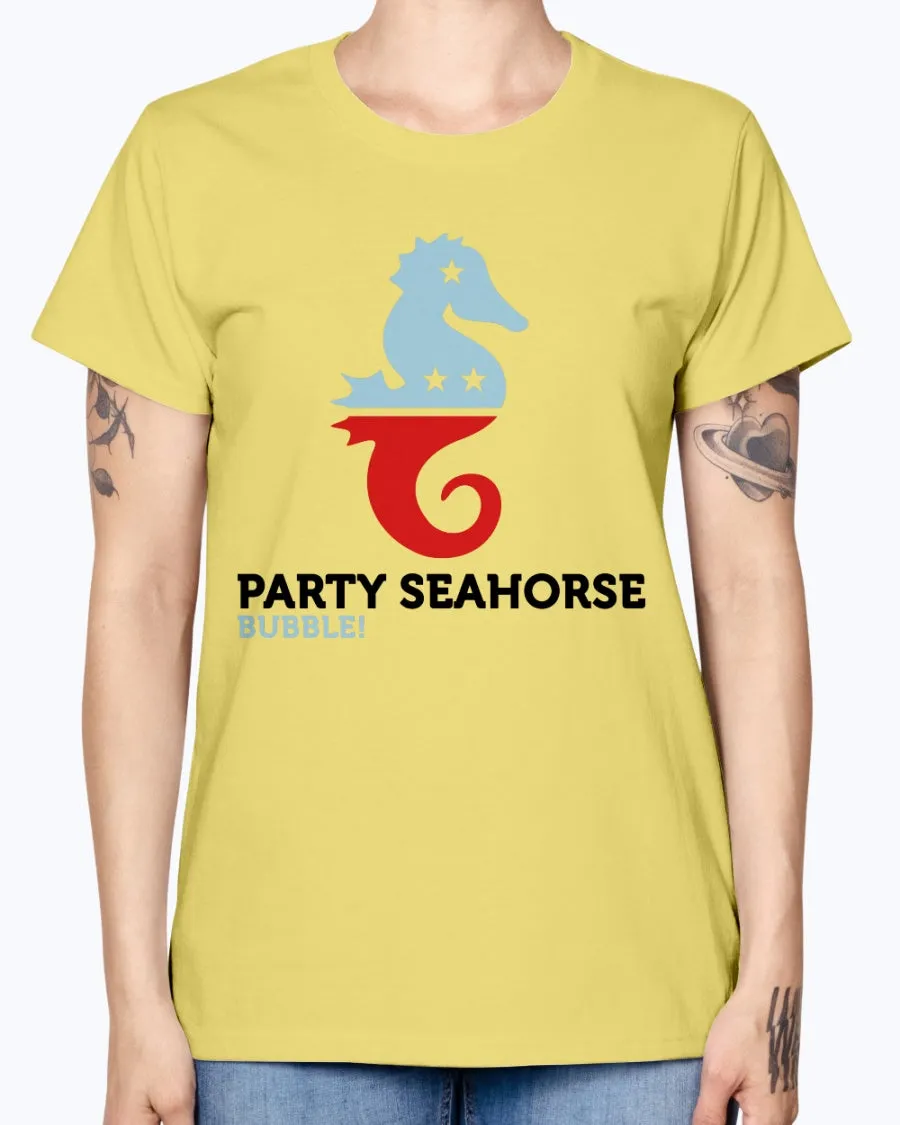 Gildan Ladies Missy T-Shirt  Party Animals Seahorse . Polo Shirts