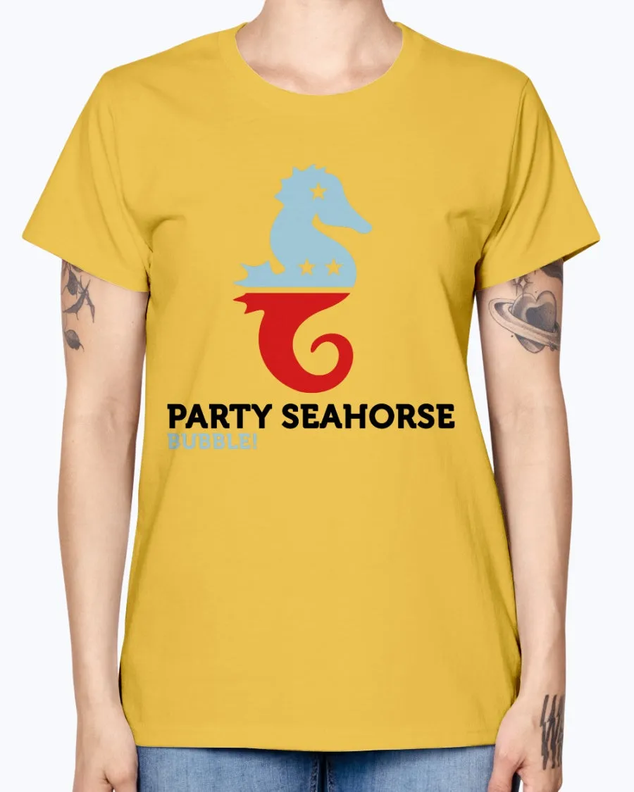 Gildan Ladies Missy T-Shirt  Party Animals Seahorse . Polo Shirts