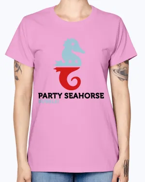 Gildan Ladies Missy T-Shirt  Party Animals Seahorse . Polo Shirts