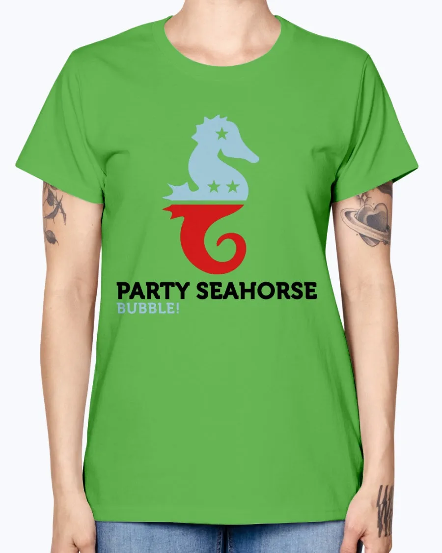 Gildan Ladies Missy T-Shirt  Party Animals Seahorse . Polo Shirts