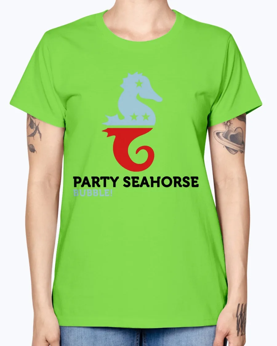 Gildan Ladies Missy T-Shirt  Party Animals Seahorse . Polo Shirts