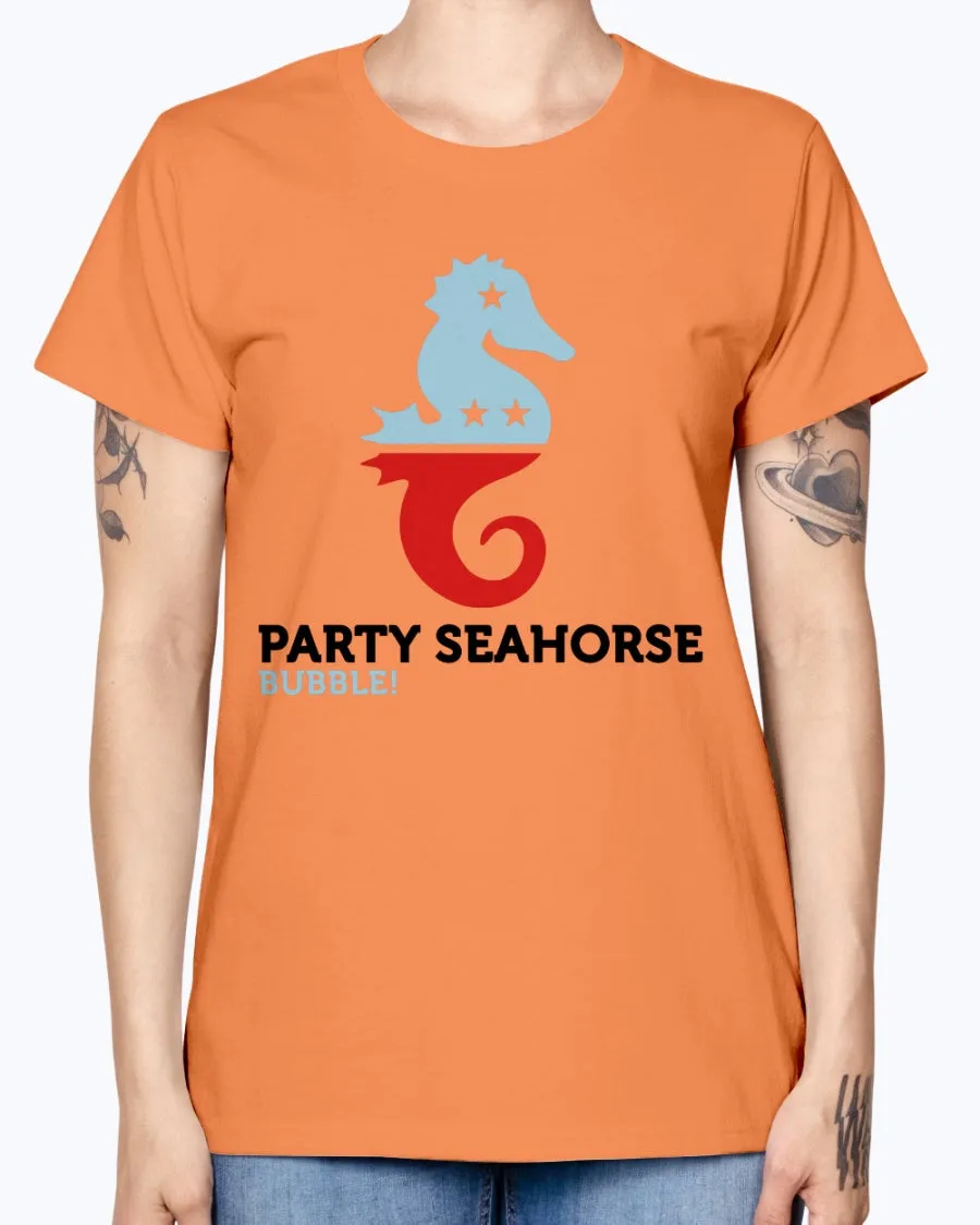 Gildan Ladies Missy T-Shirt  Party Animals Seahorse . Polo Shirts