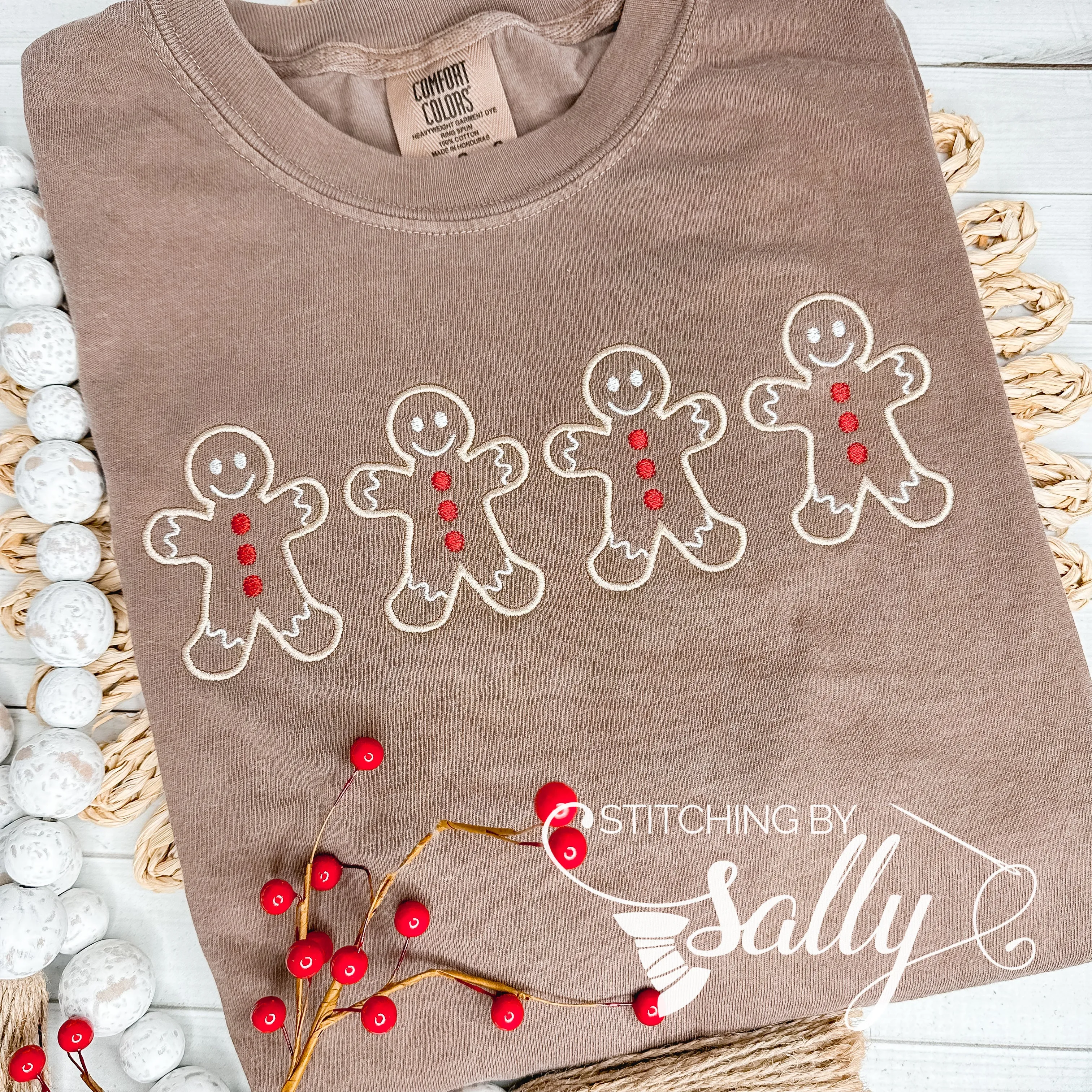 Gingerbread Men Embroidery Shirt