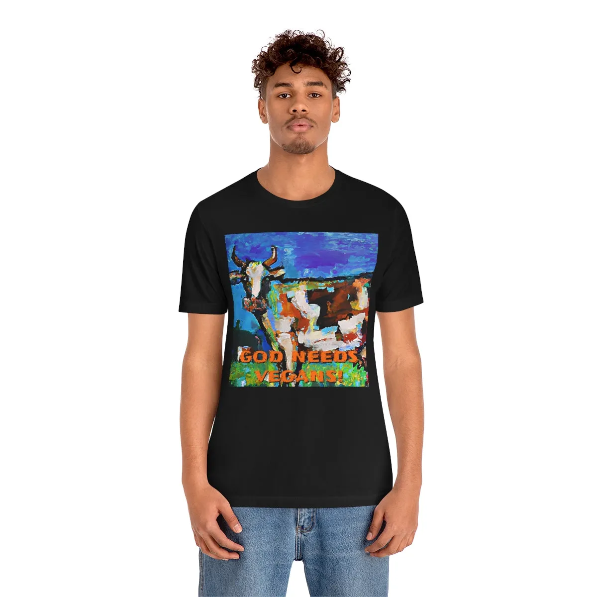 God Needs Vegans! 3 Short Sleeve Tee