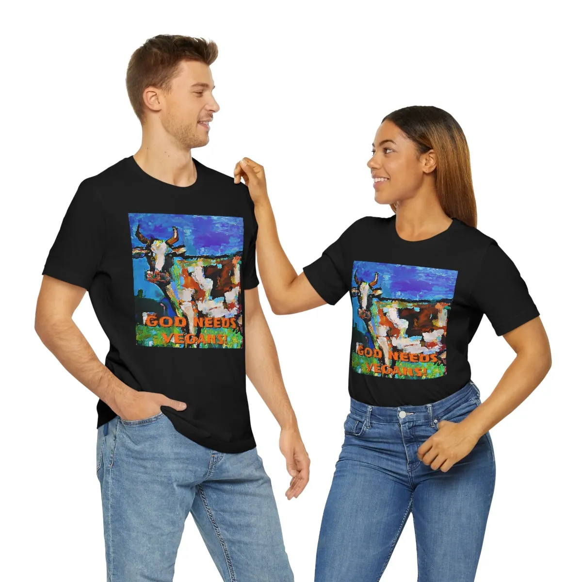 God Needs Vegans! 3 Short Sleeve Tee