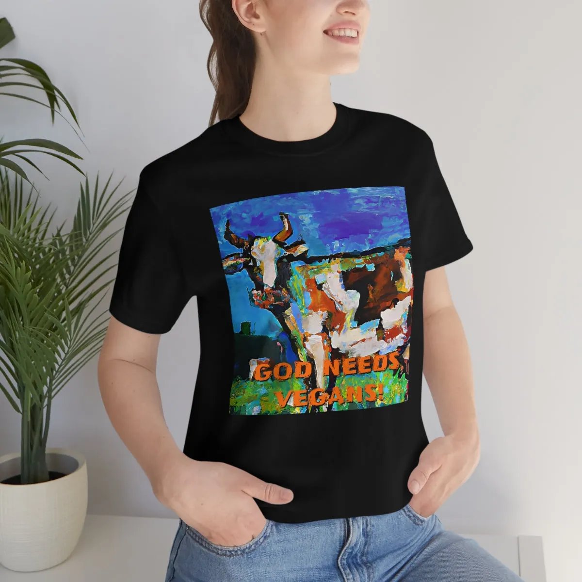 God Needs Vegans! 3 Short Sleeve Tee
