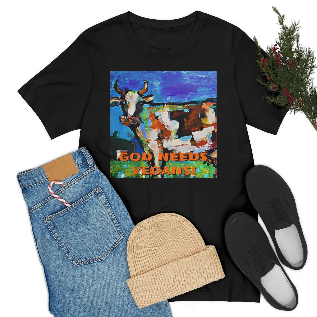 God Needs Vegans! 3 Short Sleeve Tee