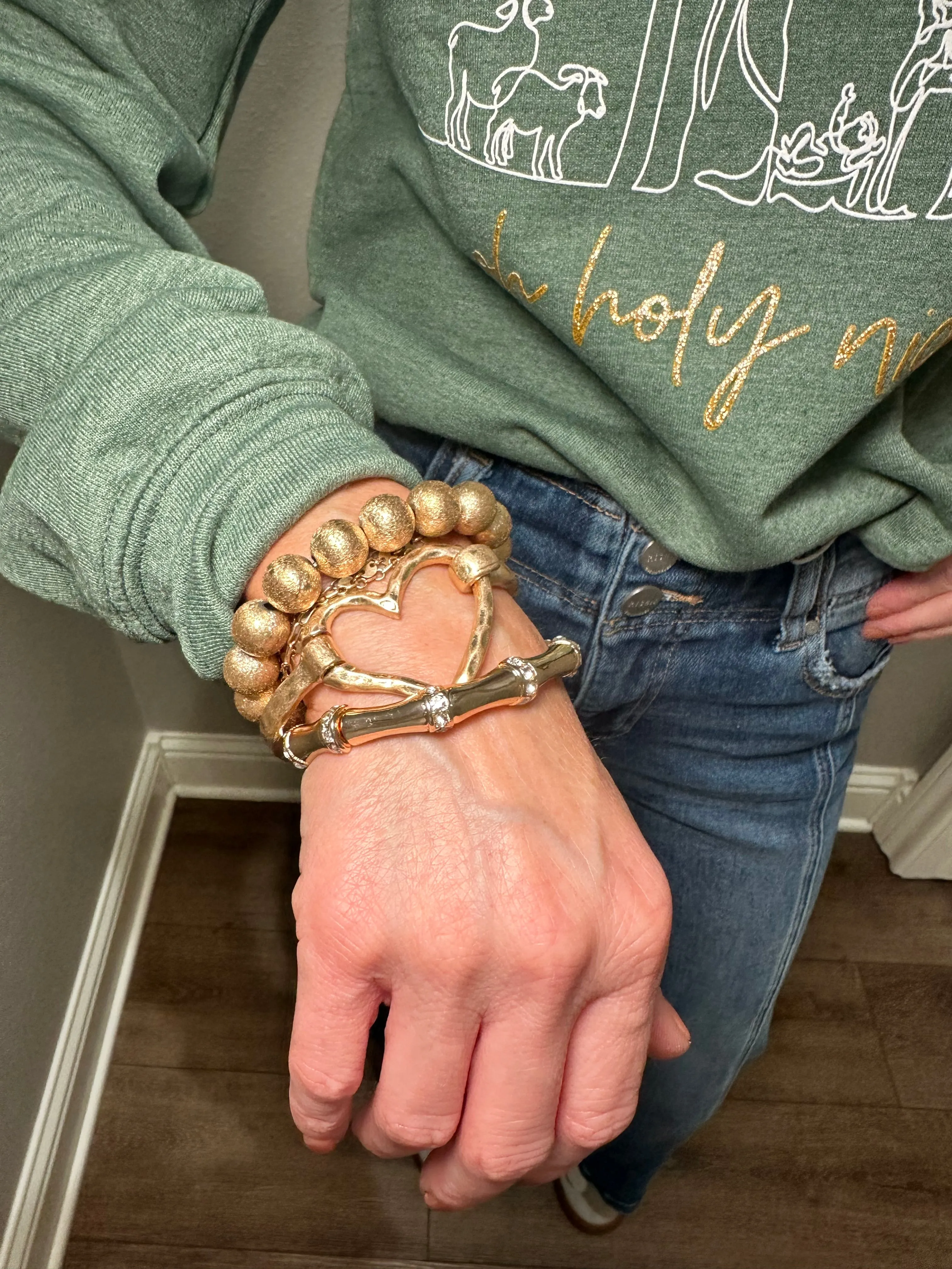 Gold Link & Rhinestone Stretch Bracelet